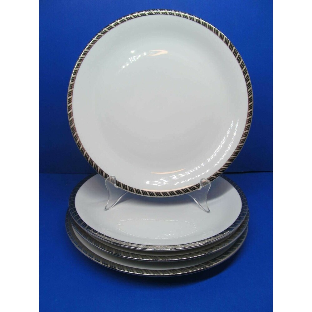 Rosenthal Gloriette Platin Set Of Four 9 3/4" Dinner Plates VGC Germany Disconti